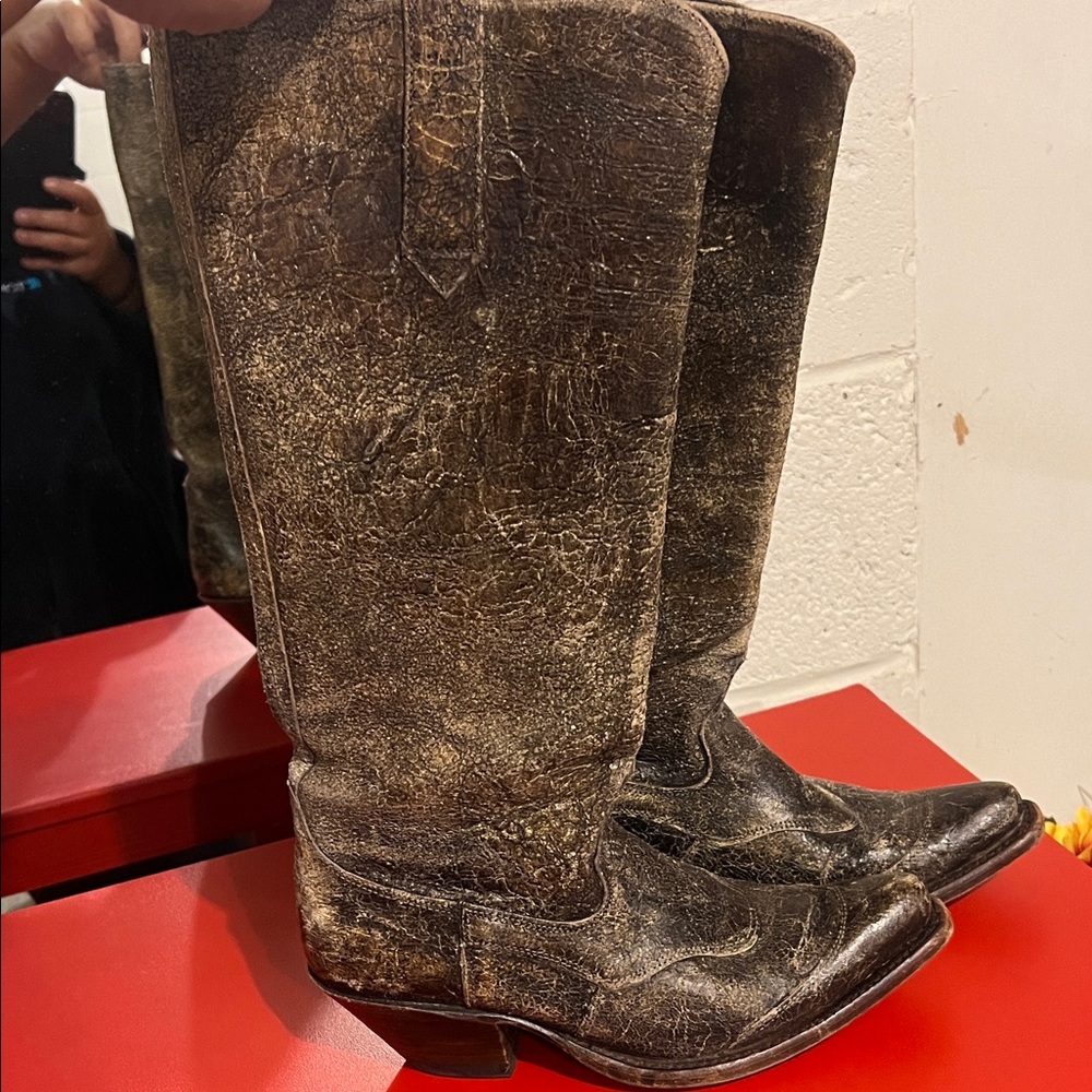 Sendra Vintage Weathered Brown Leather Cowboy Boots